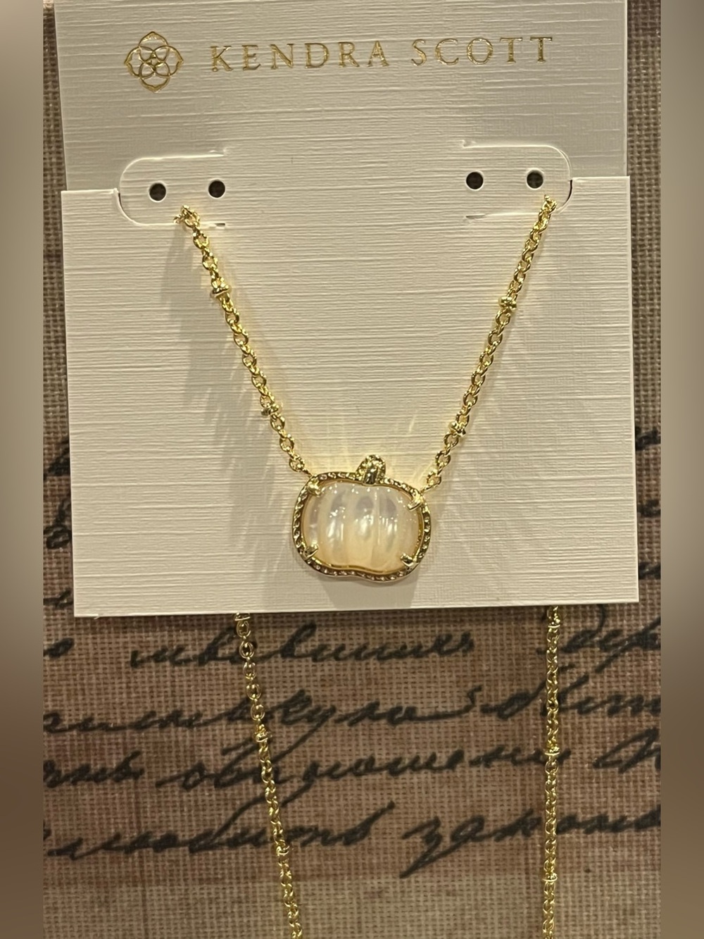 Kendra Scott Gold Necklace with Pumpkin Pendant New